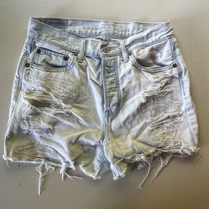 American Eagle Outfitters Women's Distressed Light Blue Shorts